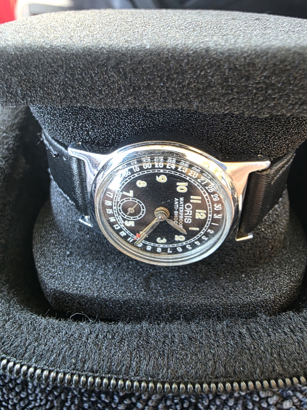 VTG Oris Lady Big Crown Pointer Date Watch Black Military Dial Hand-Wind Swiss